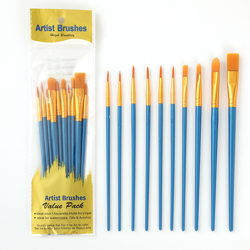 Gouache Paint Set - 10-teiliges Ölpinsel-Set aus perlmuttartigem Kunststoff mit