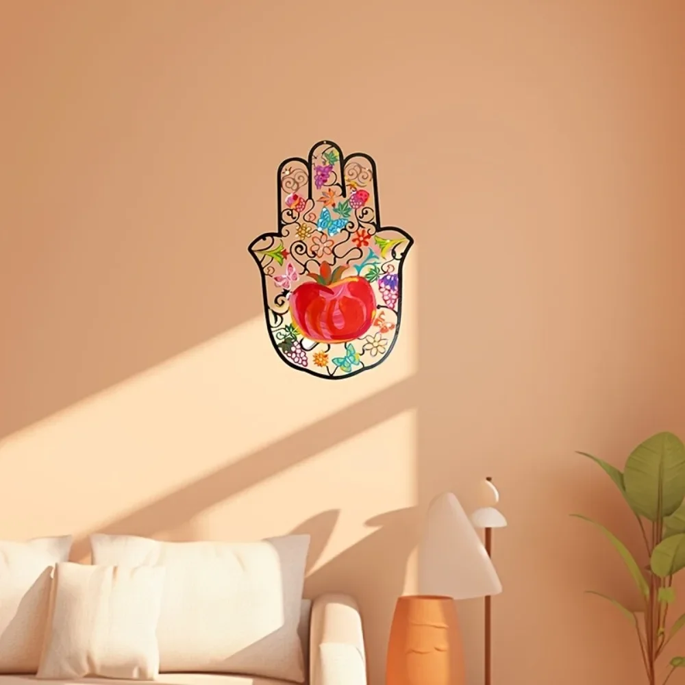 Art & Craft Paper For Kids - CIFBUY Hamsa-Hand-Wandkunst aus Metall, bunte Granatapfel-Blumen-Schmetterlings-2D-Ausschnitt-Hängedekoration