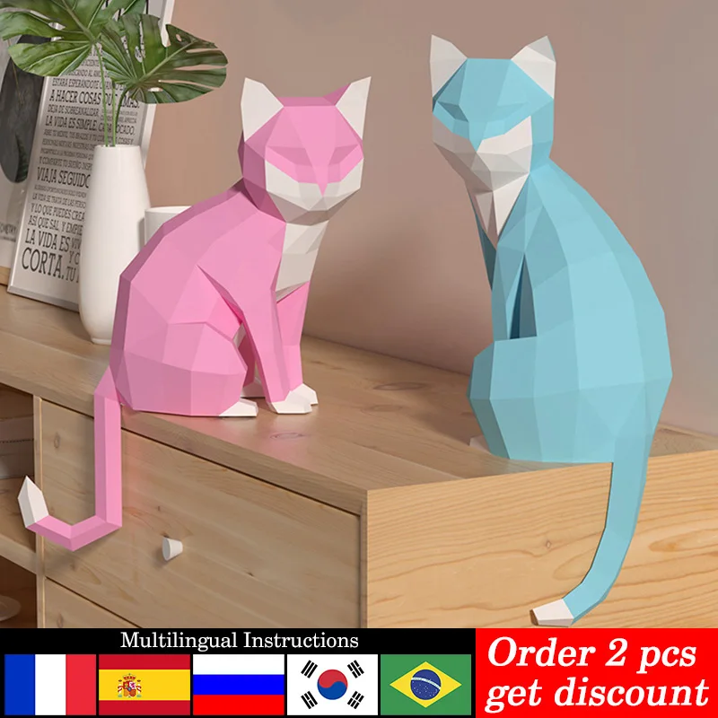 Art Craft Cardboard - 1 Paar Liebhaber Katze Tier Dekor